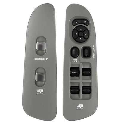 BASIKER Master Power Window Switch and Bezel Driver Side and Window Bezel Passenger Side Replacements for 2002-2010 Dodge Ram 1500 2500 3500, Grey