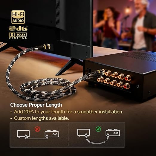 TODN Hi-end Digital Coaxial Cable for Audiophile 75-Ohm SPDIF RCA to RCA Audio Cable for TV, Amp, HiFi Systems (9.8ft /3m)