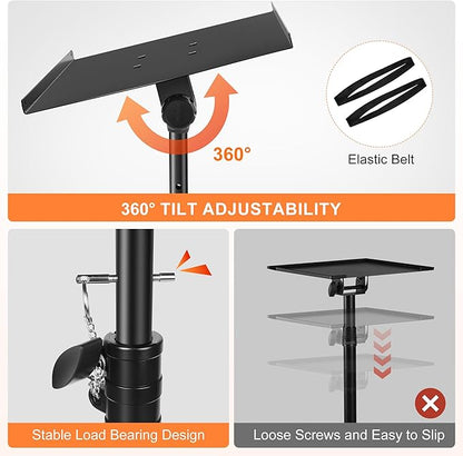 GrowDaily Projector Stand,Projector Laptop Stand Tripod Laptop Tripod Stand Height 24.4" To 46" Laptop Floor Stand For Dj Equipment, Outdoor Movies, Office, Home, Stage Or Studio (Black)