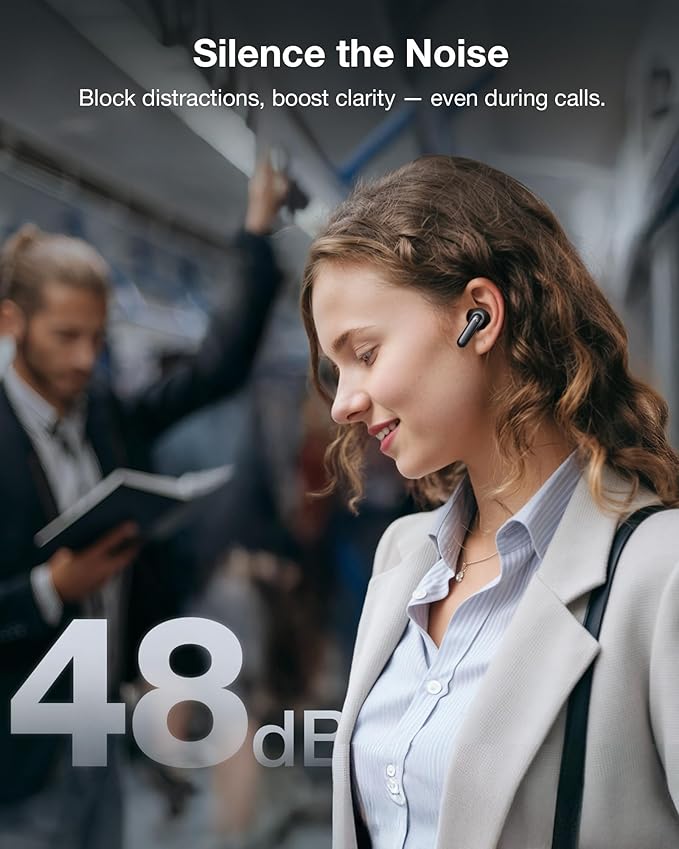 RecDot AI Voice Recorder Earbuds, viaim AI Meeting Assistant with Transcription, 78 Languages, FlashRecord, to-Do Lists & Summaries with viaim AI, 48dB ANC for Meetings, Interviews & Lectures, Black