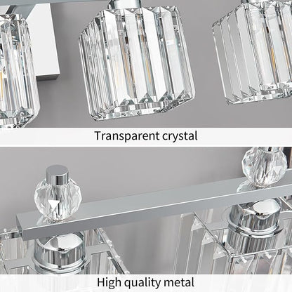 FDPBY Vanity Lights 6-Light Modern Crystal Vanity Light Chrome Bathroom Light Fixtures Over Mirror Crystal Bathroom Vanity Lighting Fixtures