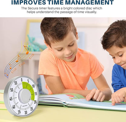 Secura 60-Minute Visual Timer 6-Inch Mechanical Countdown Timers for Teaching, Meeting, Cooking, Working - Timer for Kids with Magnetic Backing, Foldable Legs, Hanging Hole (Green)