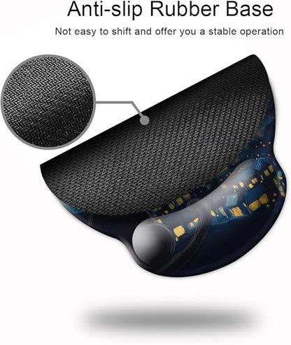 Ergonomic Mouse Pad with Wrist Support,Mouse Pad with Wrist Rest and Coaster Set,Office Supplies Non-Slip Mouse Pads for Desk, Non-Slip Comfortable,Cute Black Cat