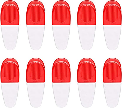 10 Magnetic Memo Holders Set - Large Clip, Plastic - White Red