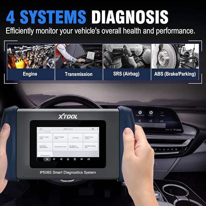 OBD2 Scanner Diagnostic Tool XTOOL IP508S: Code Reader for Cars & Trucks with 15 Resets, Crank Sensor Relearn, ABS Bleed, CAN FD for GM, Engine, ABS, SRS, Transmission Car Diagnostic Tool, Android 10