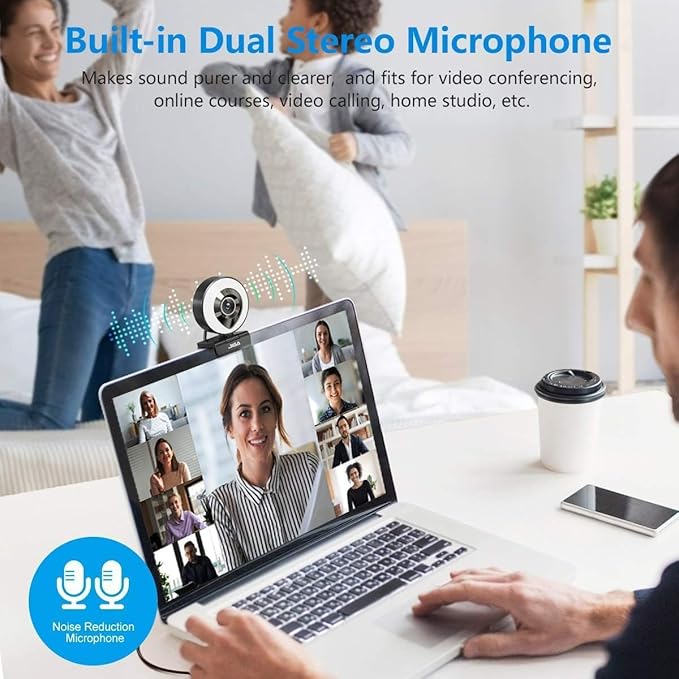 AIDELF Webcam Computer Camera 1080P with Dual Microphone Adjustable Right Light Web cam for PC Advanced Auto-Focus with Tripod Zoom Streaming Camera Gaming Webcam for YouTube Xbox Facebook Streamer