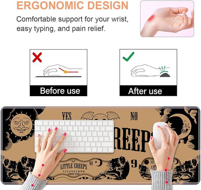 Ergonomic Keyboard Wrist Rest & Mouse Pad Wrist Rest Set, Large XXL Gaming Desk Mat 31.5"x 11.8" with Non-Slip Base, Memory Foam, Easy Typing Pain Relief for Home & Office, Ouija Board