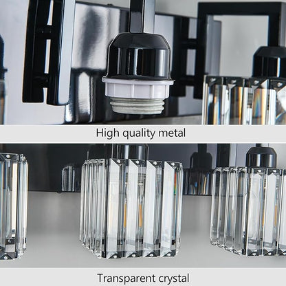 FDPBY Modern Bathroom Vanity Light 4-Lights Plating Black Vanity Light Crystal Wall Light Bathroom Light Fixtures