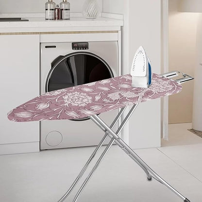 ZCFYGDX Ironing Board Cover,Scorch-Resistant Standard Nose Pocket, Elastic Edges,Iron Decor Covers St&ard Size-XL,Nylon Buckle Straps Hook & Loop Fastener Strap,Home Decor Pink Floral Print