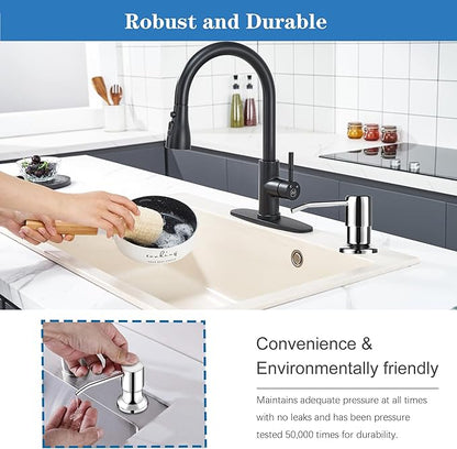 Soap Dispenser for Kitchen Dish Sink Built in Soap Dispenser Pump Chrome Platingd with 47" Extension Tube Kit