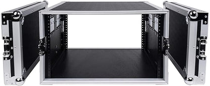 Sound Town 6U PA/DJ Rack/Road Case, 6-Space, with 21” Depth, Plywood, Metal Ball Corners - Pro Tour Grade (STRC-6U)