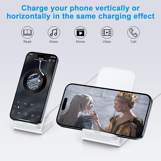 Pixel Fast Wireless Charger, 15W Wireless Charging Stand for Google Pixel 9a 9 Pro XL 8a 8 Pro 7a 7 Pro 6 Pro, Android Phone Wireless Charger Stand for Samsung Galaxy S25 Ultra S24 S23, iPhone 16 15
