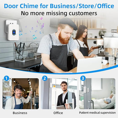 Daytech Wireless Door Chimes When Door Opens with 800ft Long Range, 20 Chimes, 5 Volume Levels Door Open Alarm for Home/Business/Store, Door Entry Alert System with 2 Receivers & 4 Sensors