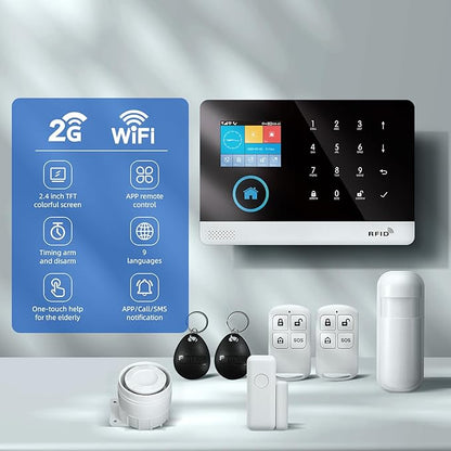 LWOHSI Home Security Alarm System,Wireless 4G/WiFi Home Security Systems with Door/Window Sensor,Tuya APP Alerts,24/7 Professional Monitoring,Work with Alexa and Google,DIY Customized Installation