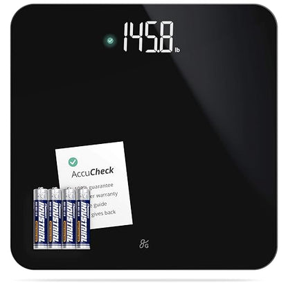 Greater Goods AccuCheck Digital Scale for Body Weight - Accurate Digital Bathroom Scale with High-Precision Sensors, Large Easy-to-Read Backlit Display, 400 lb Capacity, Auto Step-On (Black)