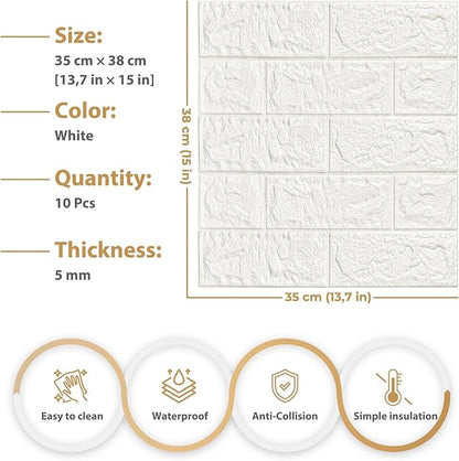 JOLOV 30 PCS 3D Wall Panels Peel and Stick - PE Foam DIY Self Adhesive, Waterproof, Perfect for Interior Wall Decor in Bedroom & Living Room (30)