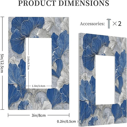 Bvtewkhz Abstract Blue Marble Plant Leaves 1 Gang Single Rocker Decorative Light Switch Covers Electrical Faceplate Switch Plates for Bathroom Kitchen Home