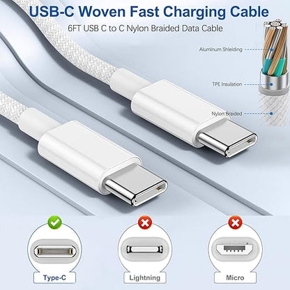 iPhone 16 15 Chargers,2Pack USB C Wall Charger Block Charger Fast Charging with 10FT USBC to C Woven Cable for iPhone 16/16e/16 Pro/16 Pro Max/16 Plus/iPhone 15/15 Pro/15 Pro Max,iPad Pro/Air/Mini