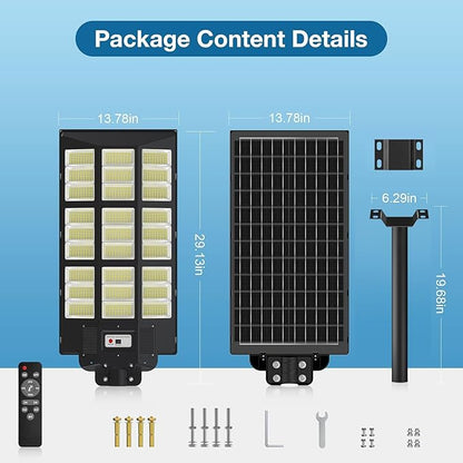 10000W Solar Street Lights Outdoor - Solar Lights Outdoor Waterproof Motion Sensor, Solar Parking Lot Lights Commercial Dusk to Dawn, LED Street Light Solar Powered for Outside, Yard