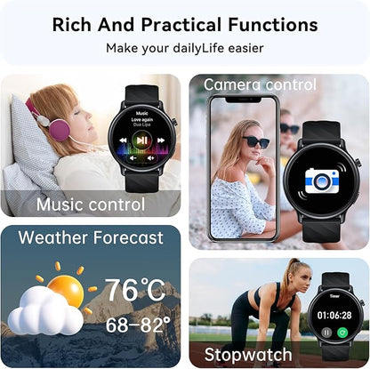 Smart Watch for Women Fitness Tracker: Waterproof Digital Mens Watches Make Answer Call Smartwatch for Android Phone iPhone Samsung Compatible Step Running Pedometer Sleep SpO2 Heart Rate Monitor
