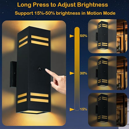 iYogaled Motion Sensor Outdoor Light with 25ft Detection Range, 3 Lighting Modes Dusk to Dawn Porch Light, Waterproof Wall Sconce for Large Yard, Patio, Garage, Front Door, ETL Listed