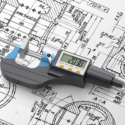 HDLKNAK Digital Micrometer, Outside Micrometer Precision Measuring Tool, 0-1"/0-25 mm, Inch/Metric 0.00005"/0.001 mm, Machinist Thickness Gauge Tool, Large LCD Display
