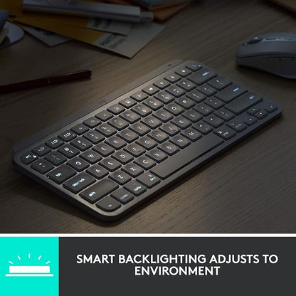 Logitech MX Keys Mini for Mac Minimalist Wireless Keyboard, Compact, Bluetooth, Backlit Keys, USB-C, Tactile Typing, Compatible with MacBook Pro,MacBook Air,iMac,iPad - Pale Grey