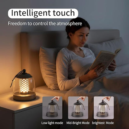 MKLK Camping Lantern, IPX4 Waterproof Touch Control LED Night Light, USB Rechargeable & Long Lasting Battery, Portable Hanging Tent Lamp for Outdoor Camping Hiking Backpacking,Silver Gray