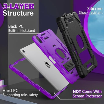 Grifobes Case for iPad Mini 7 (A17 Pro) 2024 / Mini 6 2021 8.3 inch, Heavy Duty Shockproof Rugged Cover with Pencil Holder Stand, for I Pad Mini 7th/6th Gen 8.3" for Kids Girl (Black+Purple)