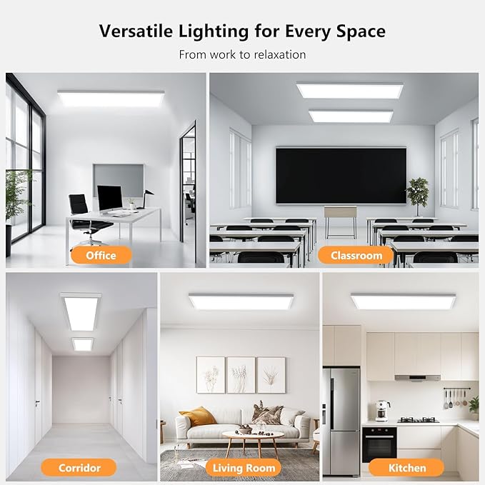 AIKVSXER 48 Pack 1x4 LED Flat Panel Light, 50W 5500LM Surface Mount Ceiling Fixture, 3CCT (3000K/4000K/5000K), Ultra-Thin 48In, 10-100% Triac Dimmable for Kitchen, Garage, Office, Basement
