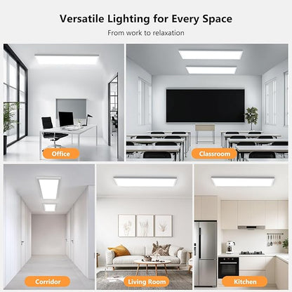 AIKVSXER 6 Pack 1x4 LED Flat Panel Light, 50W 5500LM Surface Mount Ceiling Fixture, 3CCT (3000K/4000K/5000K), Ultra-Thin 48In, 10-100% Triac Dimmable for Kitchen, Garage, Office, Basement