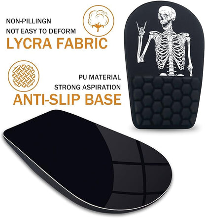 BOCHEERY Ergonomic Mouse Pad Wrist Support,Upgrade Mousepad with Massage Design,Non-Slip PU Base Desktop Mouse Pads for Pain Relief, Computer, Office & Home,12 x 8 in（F-Black Human Skeleton）
