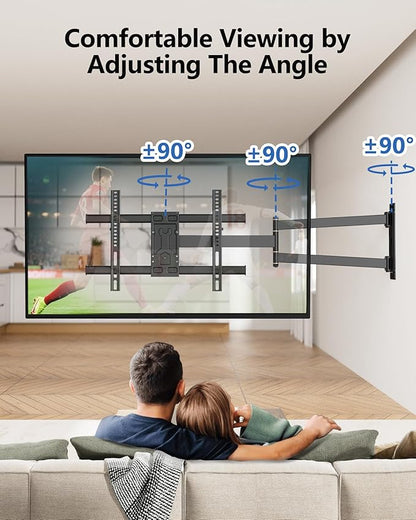 FORGING MOUNT Long Arm Corner TV Wall Mount for 32-75 inch TVs,Single Stud Full Motion Articulating TV Mount Bracket with 33” Extension, Swivel Tilt, Max VESA 600x400mm, Holds up to 100 lbs
