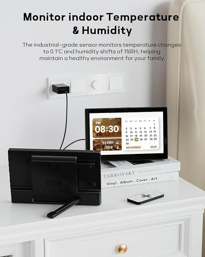 10.1" Large Digital Clock with Date and Day for Elderly, Remote Control Digital Calendar with 12 Themes, Auto Dimming, 23 Customizable Schedules, AutoDST, Indoor Temperature & Humidity, Wall Mounted