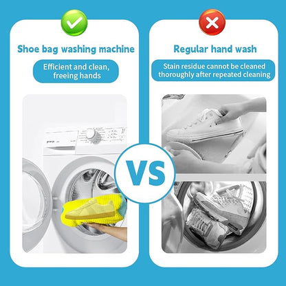 Shoe washing machine bag,2Pack Shoes washing bags,Reusable Slaundry shoes bags for washer and dryer,Laundry bags for shoes for Sturdy Zipper with Hook Design(Yellow)