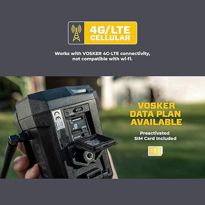Vosker V150 Solar-Powered LTE Cellular Photo Security Outdoor Camera | Motion Activated Photo Capture Nightvision Wireless Camera | Receive Photos only - No Video | on Your Mobile App