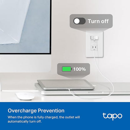 TP-Link Tapo Smart Plug P210M, Wi-Fi in-Wall Outlet, Matter Compatible, Energy Monitoring, 15A/1800W Max, Works with Alexa, Apple Home, Google Home, SmartThings, Voice/Remote Control, ETL Certified