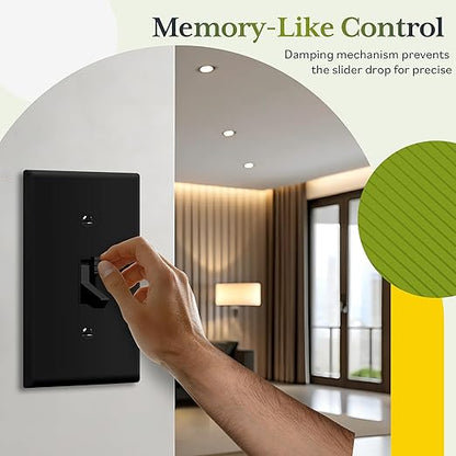 TG Digital Toggle Dimmer Light Switch for Dimmable LED, CFL and Incandescent Light Bulbs, Single Pole/ 3-Way, Wall Plate Included, UL Listed, 2 Pack, Black