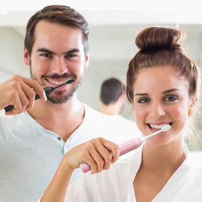7AM2M Rechargeable Sonic Electric Toothbrush 2 Pack, Soft Toothbrushes for Adults and Kids with 12 Brush Heads, IPX7 One Charge Use for 90 Days, 5 Modes with 2 Minutes Build in Smart Timer