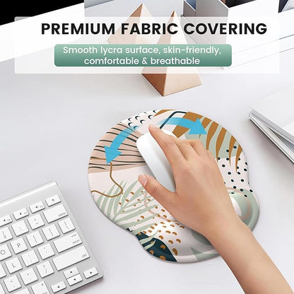 iLeadon Mouse Pad Wrist Support Keyboard Wrist Rest Set, Ergonomic Mouse Pad with Non-Slip Base for Computer Laptop Home Office + Coasters, Easy Typing & Pain Relief Mouse Mat, Tropical Plants