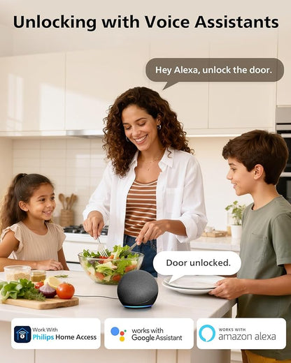 Philips Wi-Fi Smart Door Lock, Keyless Entry Door Lock with App Control,Fingerprint ID,Auto Lock,Keypad Deadbolt with Wi-Fi Bridge Adaptor,Smart Locks for Front Door-Satin Nickel