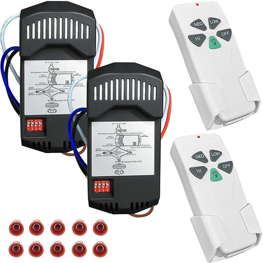 2 Pack Universal Ceiling Fan Remote Control Kits with Light Dimmer 3 Speed Fan Controller Receiver Lamp Dim Remote Replacement for Hampton Bay/Hunter/Harbor Breeze/Westinghouse/Honeywell & More
