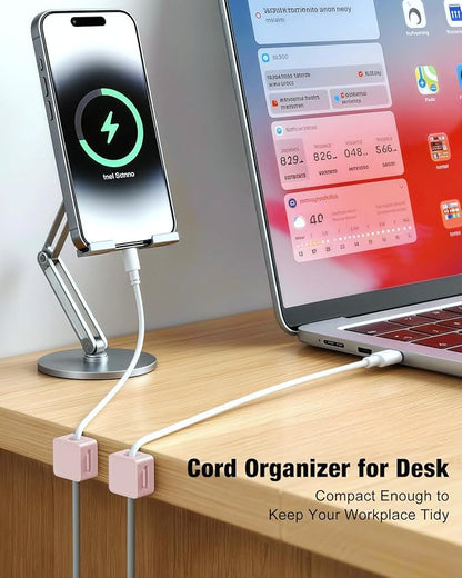 Magnetic Cable Clips 12-Pack Wire Tidy, Magnetic Cable Holder Office Desk Tidy Organizers and Accessories, Wire Management for Home, Wall, Car, Bedside, Pink