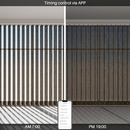Blindify Motorized Vertical Blinds Compatible with Alexa Google Home, Light Filtering Sliding Door Shades Smart Vertical Blinds Remote Control Customize, Brown
