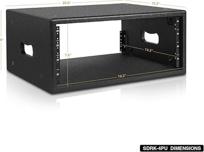 Sound Town 4U Studio Rack with 4-Space, Heavy-Duty 0.7" (18mm) Baltic Birch Plywood with Polyurea Coating, for Recording Room, Home Studio (SDRK-4PU)