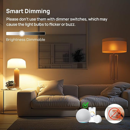 Linkind WiFi Smart Light Bulbs, Alexa Light Bulb Work with Alexa, Google Home, RGBTW 16 Million Color Changing Light Bulbs Dimmable, Mood Lighting, 2.4GHz Only, A19 E26 WiFi Bulb 60W 800LM 1 Pack