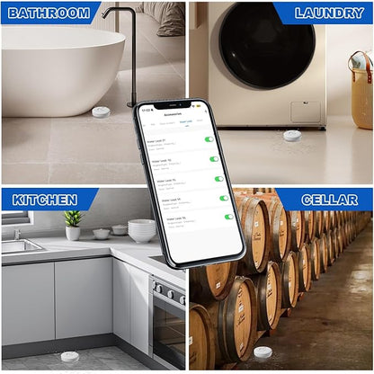 WiFi Water Leak Detectors for Home 3 Pack, Wireless Smart Water Leak Sensor, 120dB Adjustable Water Sensor Alarm Leak Detector, APP Alerts, 3 Water Sensors & 1 Hub for Kitchen, Bathroom, Sink, Laundry