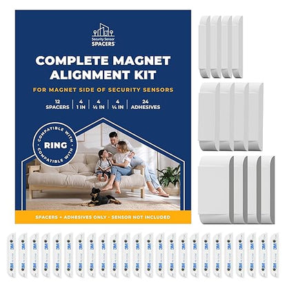 Adhesive Replacement Tape & Sensor Risers Bundle for Ring | Includes 24 Magnet Adhesives and 12 Ring Contact Sensor Spacers - Complete Home Sensor Installation Solution [Device/Magnet NOT Included]