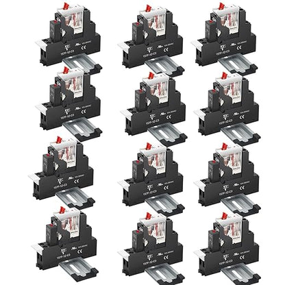 12 Pcs 12Amp Mini Relay Switch DPDT with Test Button 110V/120V AC 1NO 1NC 5Pin Socket Base with Indicator Light UL Certification