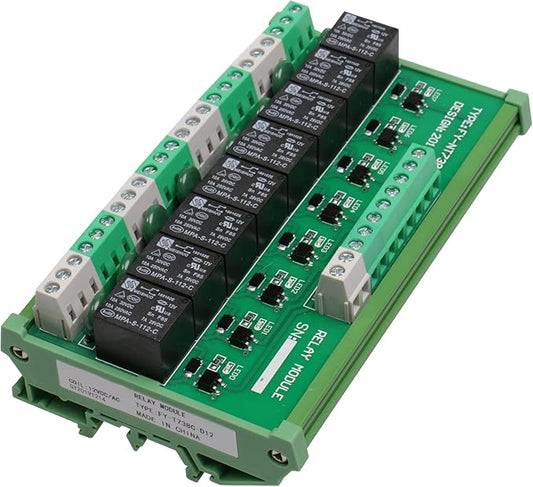Good BNTai 8 Channel Interface Relay Module 12VACDC 24VACDC 110VAC 230VAC DIN Rail Panel Mount Automation PLC Board (8Channel ACDC12V)